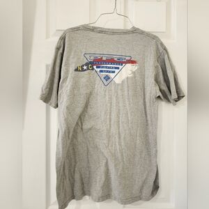 Columbia PFG North Carolina Flag Mens Large Tee T-Shirt Gray Performance Fishing